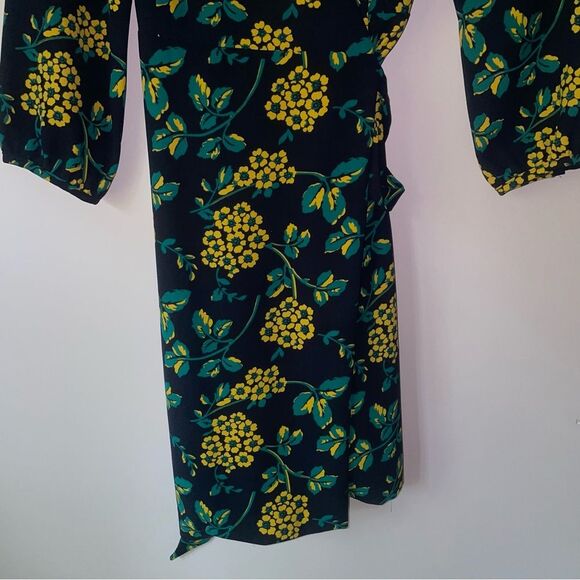 J Crew Wrap Dress Size 6 Long Sleeve Midi Floral Boho - Picture 8 of 10
